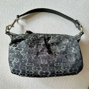 Coach Black and Silver Baguette Bag